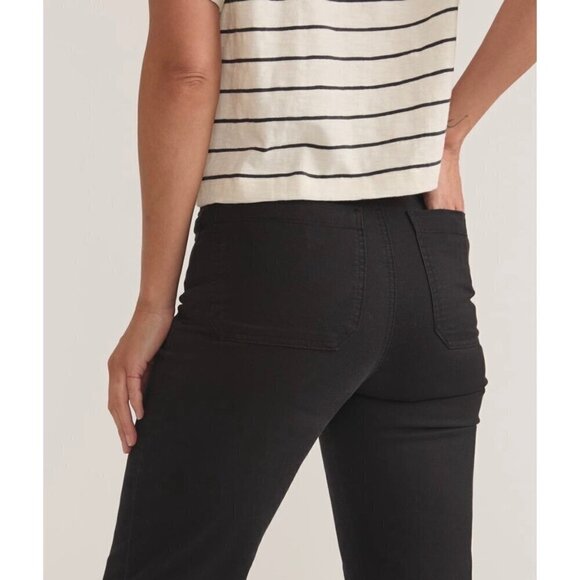 Marine Layer Bridget Flare Wide Leg Twill Pants Faded Black Stretch Plus Size 14 - Picture 3 of 12